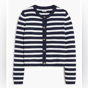 J Crew Factory Striped cotton lady jacket cardigan sweater